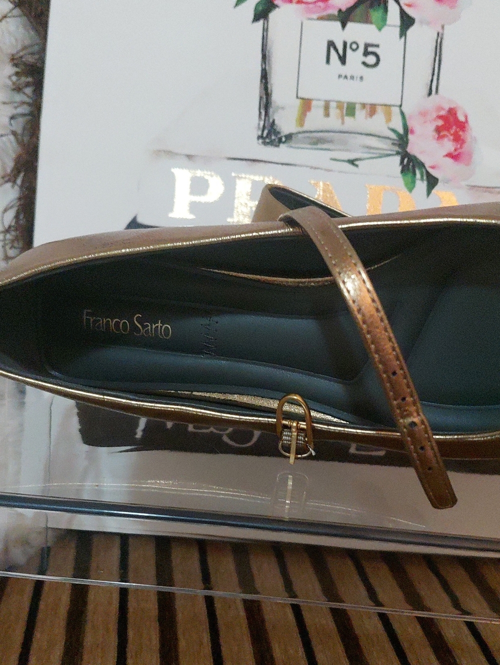 Franco Sarto Metallic Brown Mary Jane Flats with Buckle